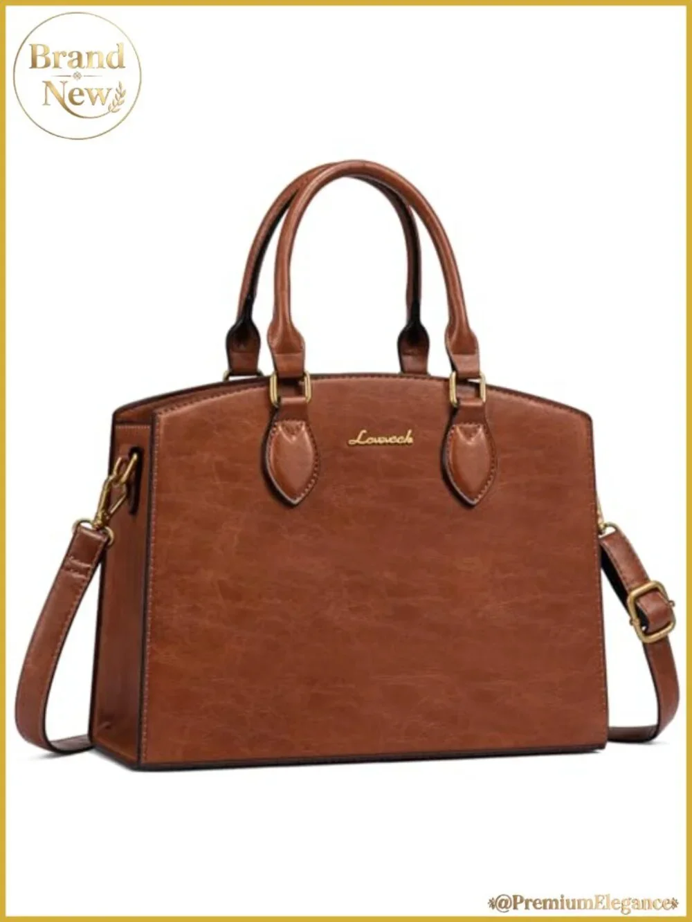 Vintage PU Leather Satchel Tote Shoulder Bag Women Work Travel